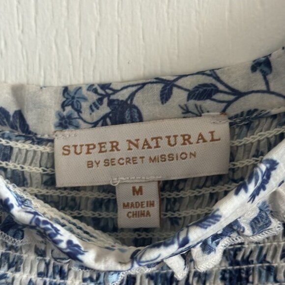 Super Natural by Secret Mission Dress Chiffon Ruffle Blue Floral M - Picture 10 of 16
